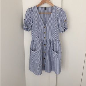 Zara blue and white striped dress